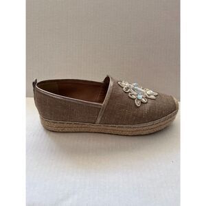 Klub Nico Women's Espadrille Tan Canvas w/ Metallic Thread Size 8
